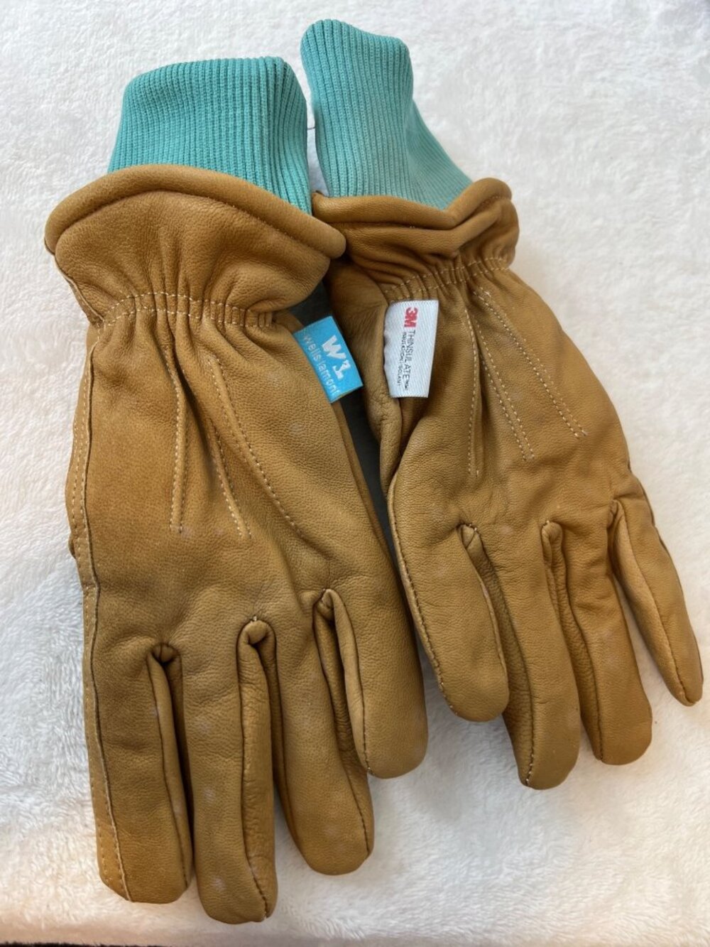3M Thinsulate Wells Lamont Gloves Teal Leather- Camel Brown NWOT Medium Womans